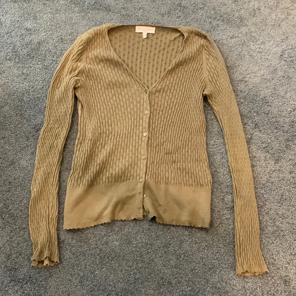 Green cardigan sweater